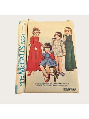 Vintage 1970s McCalls Sewing Pattern 5321 Girls Dress Jumper Jumpsuit Size 6X